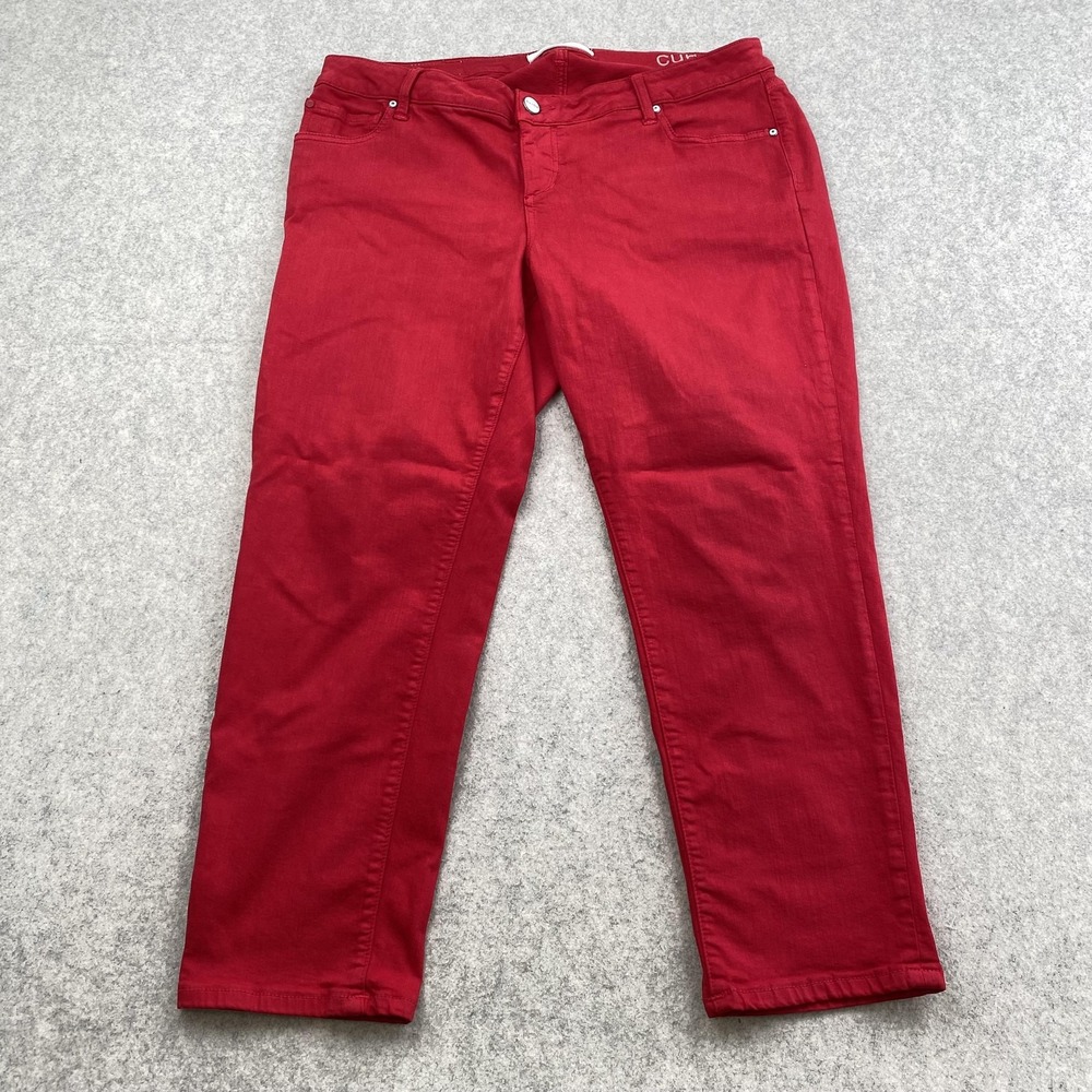 Slink Jeans Curvy Straight Jeans Womens 14 (38x26) Red Stretch 5 Pocket *MARKS*